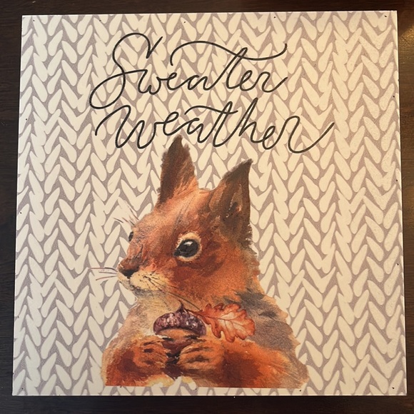 Fall decor pumpkin and sweater weather canvas (9 x 9). NWOT. - Picture 2 of 4